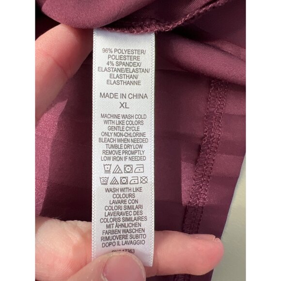 Anne Klein Satin Long Sleeve Notch Collar Pajama Set Size XL FigShdwStripe Comfy - Picture 6 of 9